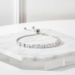 CUBIC ZIRCONIA COLLECTION - CRYSTAL DIVINE BRACELET - BR126 SILVER