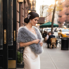 MARABOU FEATHER WRAP - GREY (SG5)