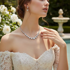 CUBIC ZIRCONIA COLLECTION - DAINTY DIVA NECKLACE SET - NK142