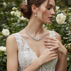 CUBIC ZIRCONIA COLLECTION - DAINTY DIVA NECKLACE SET - NK142