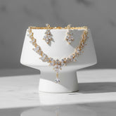 CUBIC ZIRCONIA COLLECTION - EXQUISITE SPARKLE NECKLACE SET -CZNK46 GOLD