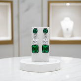 CUBIC ZIRCONIA COLLECTION - CRYSTAL DECO DIVINE EARRINGS CZER602 EMERALD