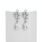 CUBIC ZIRCONIA COLLECTION - DECO VINE EARRINGS - CZER605 SILVER