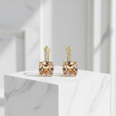 CUBIC ZIRCONIA COLLECTION - CHAMPAGNE CRYSTAL DROP EARRINGS - CZER606