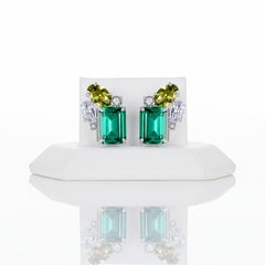 CUBIC ZIRCONIA COLLECTION - EMERALD GEMSTONE EARRINGS - CZER607