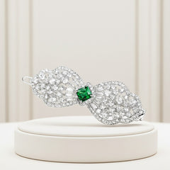 CUBIC ZIRCONIA COLLECTION - CRYSTAL EXTRAVAGANCE HAIR CLIP - CLIP764 EMERALD