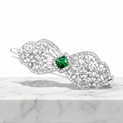 CUBIC ZIRCONIA COLLECTION - CRYSTAL EXTRAVAGANCE HAIR CLIP - CLIP764 EMERALD