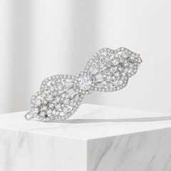 CUBIC ZIRCONIA COLLECTION - CRYSTAL EXTRAVAGANCE HAIR CLIP - CLIP764 SILVER
