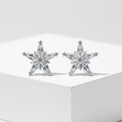 CUBIC ZIRCONIA COLLECTION - GLITZY STAR EARRINGS - CZER610 SILVER