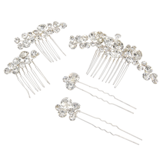 ATHENA COLLECTION - LUSH CRYSTAL HAIR PINS - PIN53 SILVER