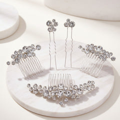 ATHENA COLLECTION - LUSH CRYSTAL HAIR PINS - PIN53 SILVER