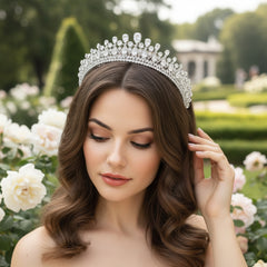 CUBIC ZIRCONIA COLLECTION - BEJEWELLED DECO TIARA - AHB113