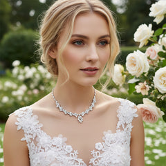 CUBIC ZIRCONIA COLLECTION - GLITZY STARLET NECKLACE SET - CZNK154