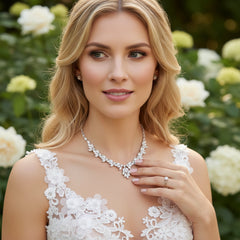 CUBIC ZIRCONIA COLLECTION - GLITZY STARLET NECKLACE SET - CZNK154