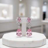 CUBIC ZIRCONIA COLLECTION - DAINTY DIAMOND DROP EARRINGS - CZER621PINK