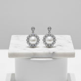 CUBIC ZIRCONIA COLLECTION -ELEGANCE OF PEARL EARRINGS - CZER622