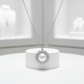 CUBIC ZIRCONIA COLLECTION - ELEGANCE OF PEARL NECKLACE - CZNK157 SILVER