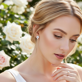 CUBIC ZIRCONIA COLLECTION - DAINTY GEM EARRINGS -CZER623 SILVER
