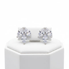 CUBIC ZIRCONIA COLLECTION - DAINTY GEM EARRINGS -CZER623 SILVER