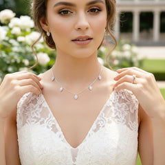 CUBIC ZIRCONIA COLLECTION - CRYSTAL DROP NECKLACE SET - CZNK116