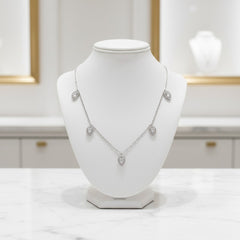 CUBIC ZIRCONIA COLLECTION - CRYSTAL DROP NECKLACE - CZNK116 - SILVER
