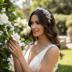 ATHENA COLLECTION - EXQUISITE PEARL HAIR VINE - HP198 SILVER