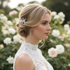 ATHENA COLLECTION - FLORAL BEAUTY COMB - HC236 SILVER