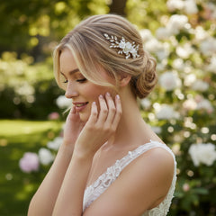 ATHENA COLLECTION - FLORAL BEAUTY COMB - HC236 SILVER