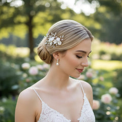 ATHENA COLLECTION - FLORAL BEAUTY COMB - HC236 GOLD