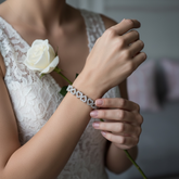 CUBIC ZIRCONIA COLLECTION - CRYSTAL HEARTS BRACELET - BR132 SILVER
