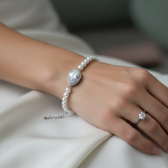 CUBIC ZIRCONIA COLLECTION - CHIC PEARL BRACELET CZBRA15 - GOLD