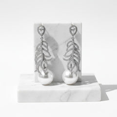 CUBIC ZIRCONIA COLLECTION - EXQUISITE GATSBY INSPIRED EARRINGS - CZER624 SILVER