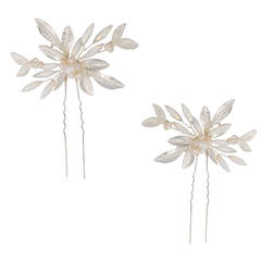 ATHENA COLLECTION - GLITZY GLAM HAIR PINS (PAIR) - PIN55 SILVER