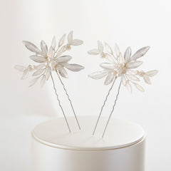 ATHENA COLLECTION - GLITZY GLAM HAIR PINS (PAIR) - PIN55 SILVER