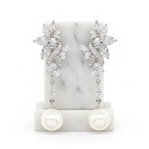 CUBIC ZIRCONIA COLLECTION - EXQUISITE PEARL DROP EARRINGS - CZER627