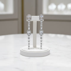 CUBIC ZIRCONIA COLLECTION - GLITZY ART DECO DROP EARRINGS - CZER628