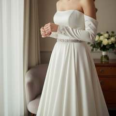 ATHENA COLLECTION - GLEAMING CRYSTAL BRIDAL BELT - BELT 44
