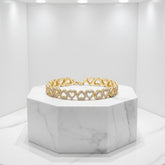 CUBIC ZIRCONIA COLLECTION - CRYSTAL HEARTS BRACELET - BR132 GOLD