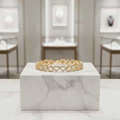 CUBIC ZIRCONIA COLLECTION - CRYSTAL HEARTS BRACELET - BR132 GOLD
