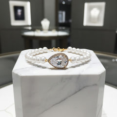 CUBIC ZIRCONIA COLLECTION - CHIC PEARL BRACELET CZBRA15 - GOLD