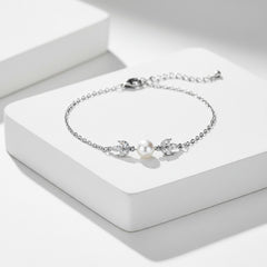 CUBIC ZIRCONIA COLLECTION - CHIC PEARL BRACELET - BR134 SILVER