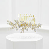 CUBIC ZIRCONIA COLLECTION - GLITZY GLAM HAIR COMB - HC233 GOLD