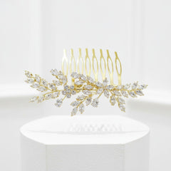 CUBIC ZIRCONIA COLLECTION - GLITZY GLAM HAIR COMB - HC233 GOLD