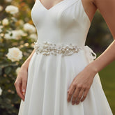ATHENA COLLECTION - FLORAL ROMANCE BRIDAL BELT - SILVER - BELT46