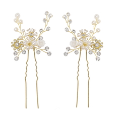 ATHENA COLLECTION - ETERNALLY PEARL HAIR PINS (PAIR) - PIN 36 GOLD