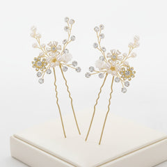 ATHENA COLLECTION - ETERNALLY PEARL HAIR PINS (PAIR) - PIN 36 GOLD