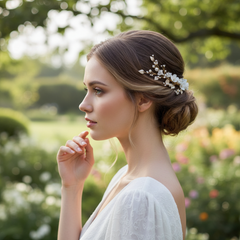 ATHENA COLLECTION - EXQUISITE FLORAL HAIR COMB - HC239 BLUSH PINK
