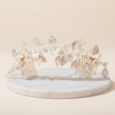 ATHENA COLLECTION - EXQUISITE FLORAL HAIR COMB - HC239 BLUSH PINK