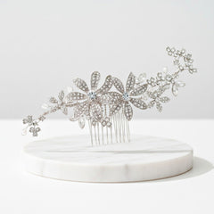 ATHENA COLLECTION - LUXE FLOWER COMB - HC242 SILVER