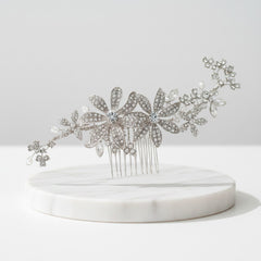 ATHENA COLLECTION - LUXE FLOWER COMB - HC242 SILVER